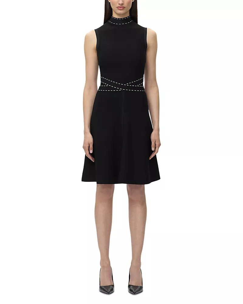 Herve Leger The Jessica Mock Neck Flare Dress