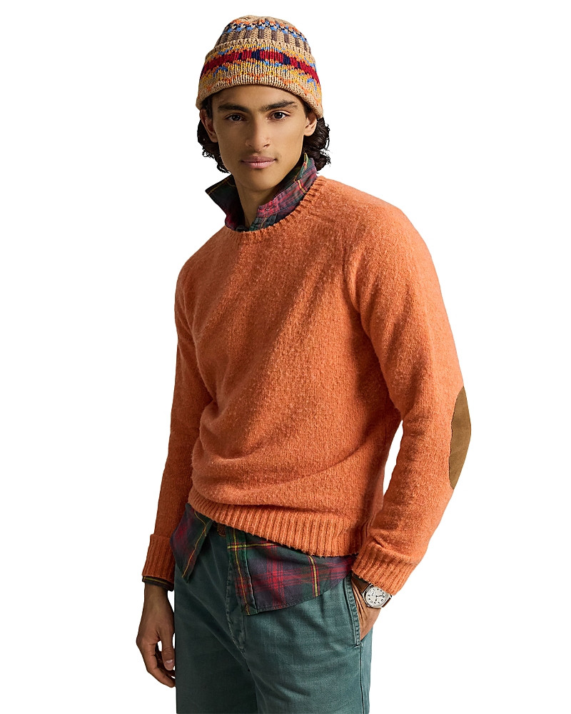 Polo Ralph Lauren Suede Elbow Patch Wool Blend Crewneck Sweater
