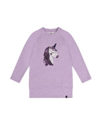  Girls' Brushed Jersey Sequin Unicorn Tunic - Big Kid