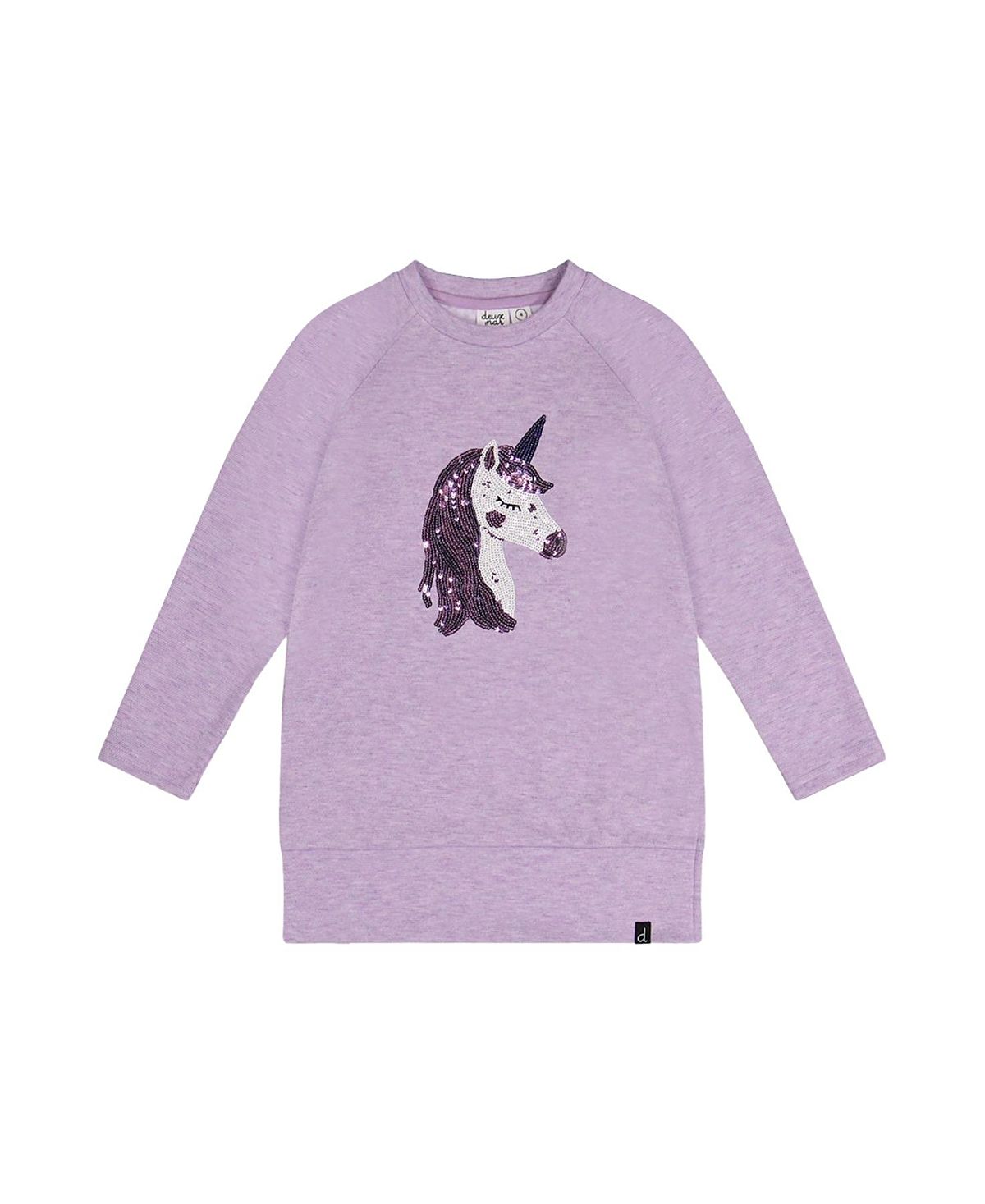 Deux par Deux Girls' Brushed Jersey Sequin Unicorn Tunic - Big Kid
