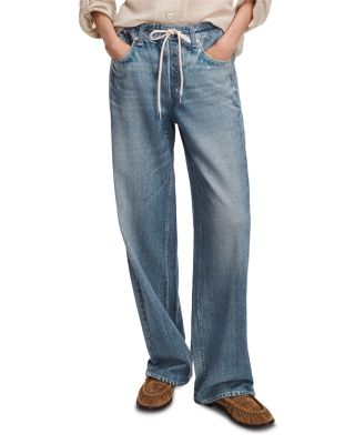 Miramar High Rise Wide Leg Drawstring Terry Sweatpant Jeans in Ellis