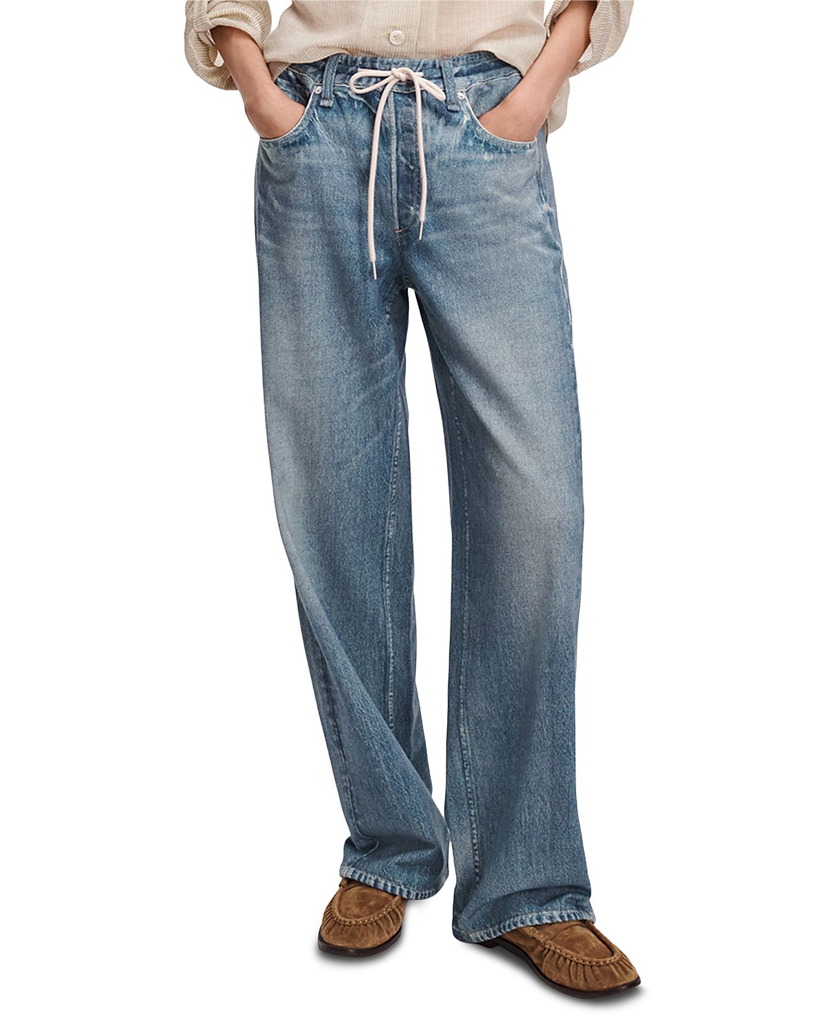 rag & bone Miramar High Rise Wide Leg Drawstring Terry Sweatpant Jeans