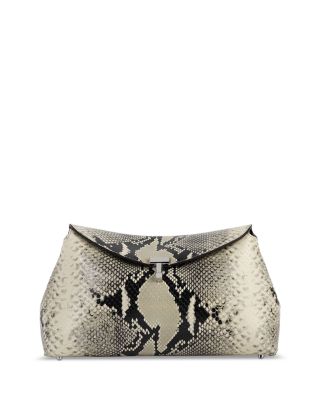 T-Lock Python Embossed Leather Clutch