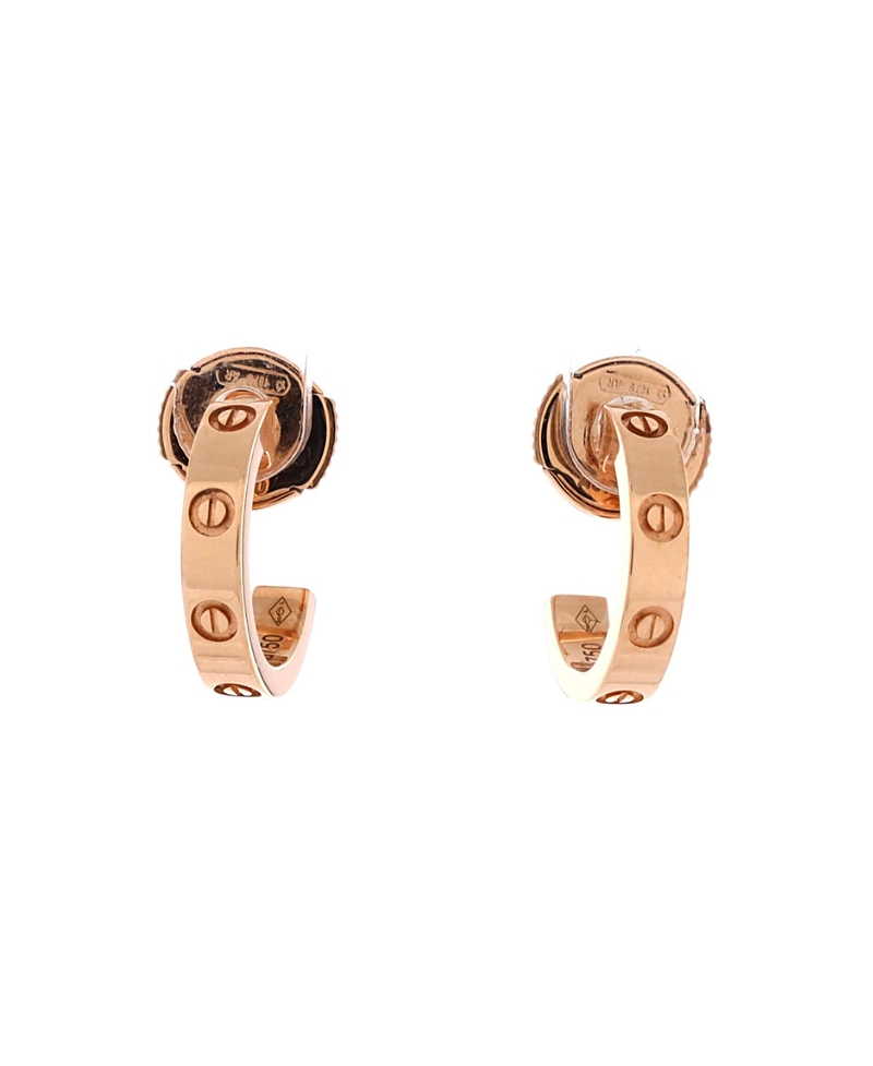 Pre-owned Pre-owned Cartier Cartier Small Love Hoop Earrings 18k Rose Gold In Pink