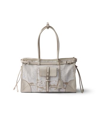 Bonnie Large Printed Linen and Leather Handbag