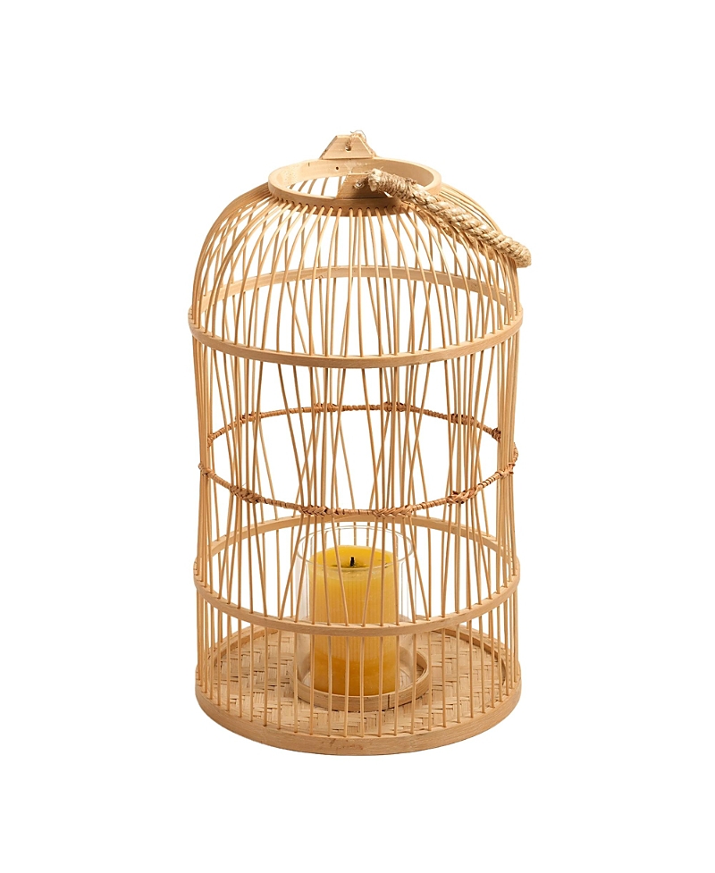 Zsa Zsa Zsu Tam Dao Bamboo Lantern with Glass Cup, 9 x 4 x 14
