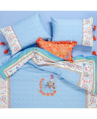  Sansad 200 Tc Tasseled Handmade Embroidered Cotton Duvet Cover Full Set, King