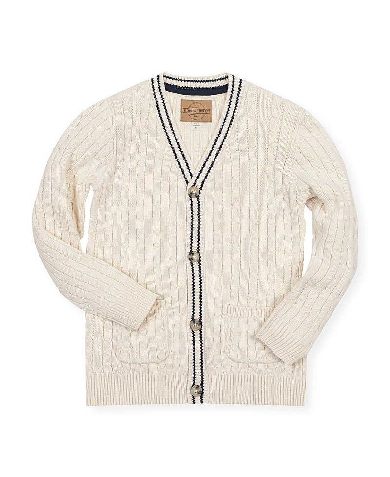 Hope & Henry Boys' Organic Cable Cardigan Sweater with Tipping - Little Kid, Big Kid