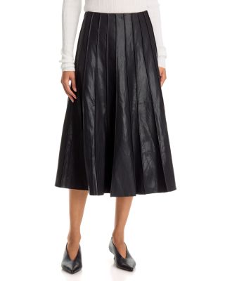 Faux Leather Seamed Midi Skirt