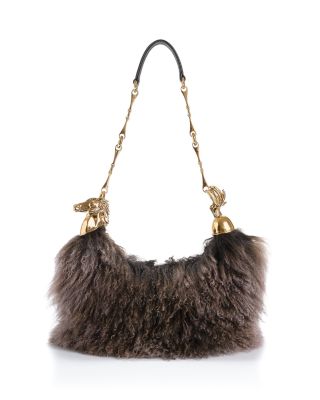 Horse Chain Shearling Shoulder Bag