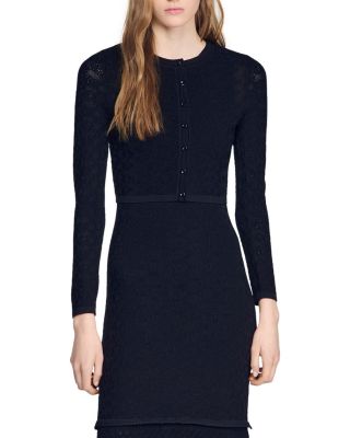 Sandro Maretto Cropped Pointelle Knit Cardigan