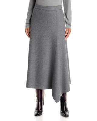 Wool-Blend Asymmetric Flare Skirt 