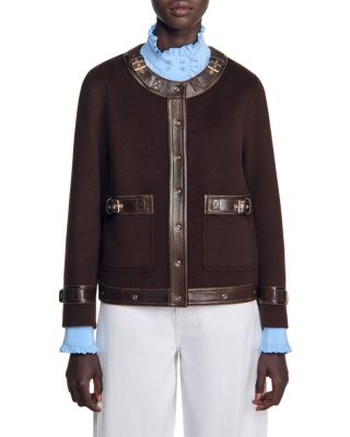 Greenwich Wool Blend Leather Trim Jacket