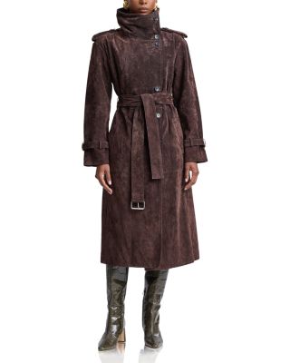 Suede Belted Trench Coat - thumbnail 3