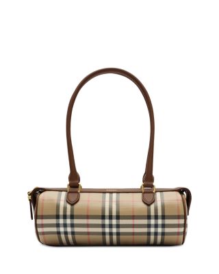 Checked Canvas Barrel Bag 