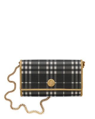 Hannah Checked Canvas Chain Strap Wallet