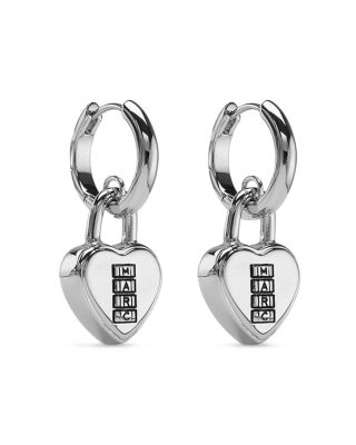 Heart Padlock Charm Hoop Earrings