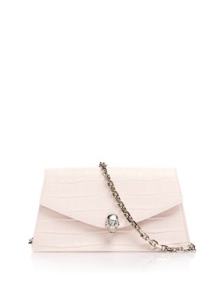 Croco Embossed Leather Shoulder Bag