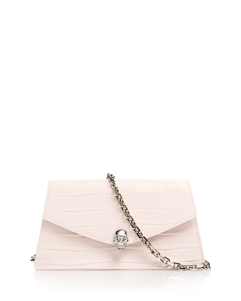 Mcqueen Croco Embossed Leather Shoulder Bag