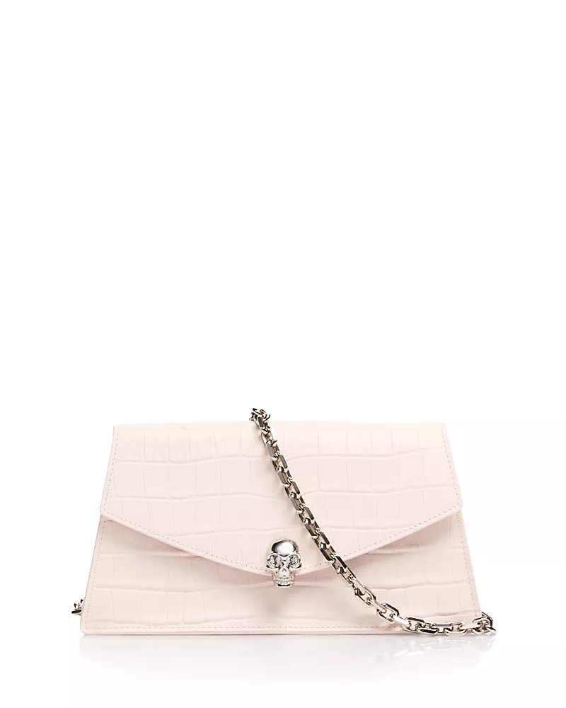 McQueen Croco Embossed Leather Shoulder Bag