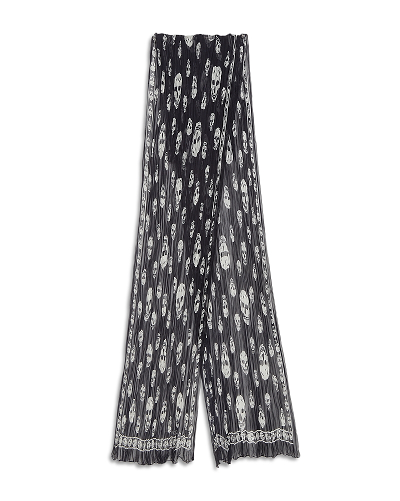 McQueen Georgette Classic Skull Print Silk Stole