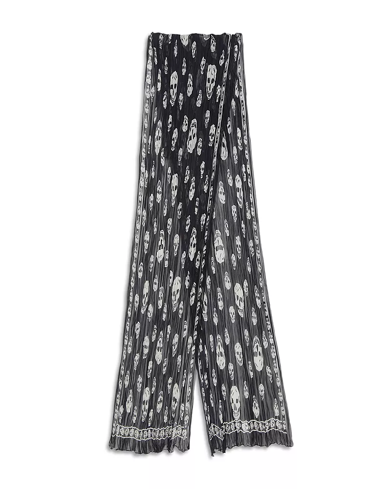 McQueen Georgette Classic Skull Print Silk Stole