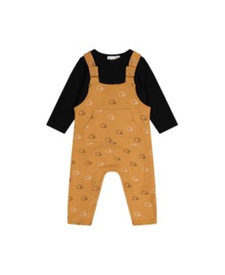  Boys' Organic Cotton Envelope Neck Romper and Hedgehog Pocket Overalls Set - Baby