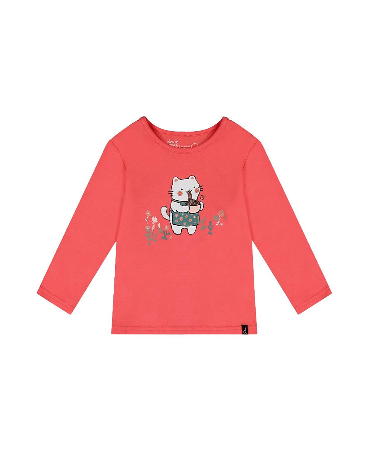 Deux par Deux Girls' Organic Cotton Cat Noodle Long Sleeve T-Shirt - Little Kid