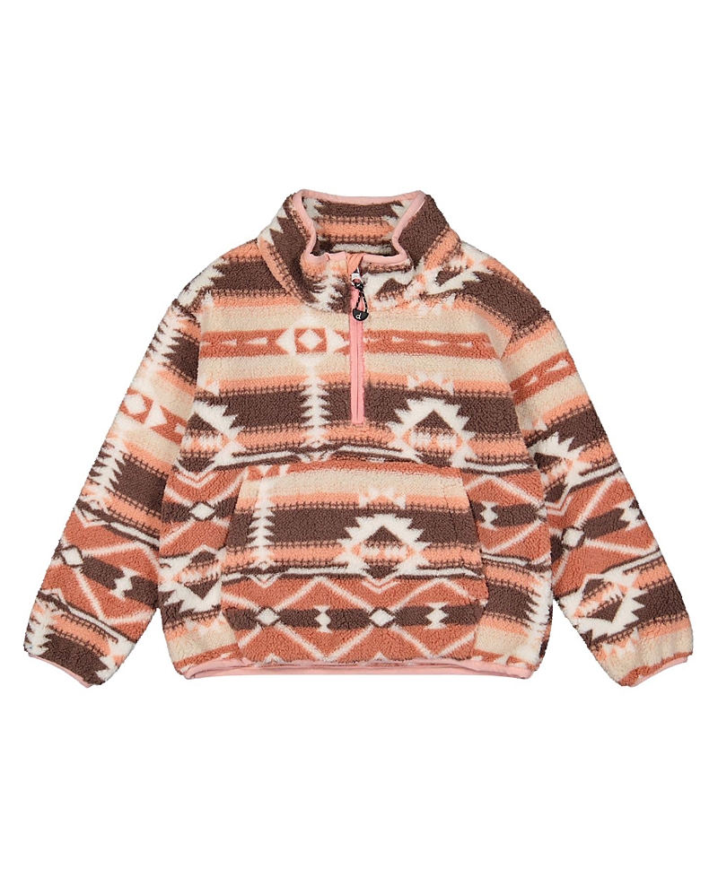 Deux par Deux Girls' Mid-Season Fleece Half-Zip Kangaroo Pocket Pullover Jacket - Little Kid