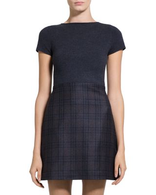 Short Sleeve A Line Wool Dress