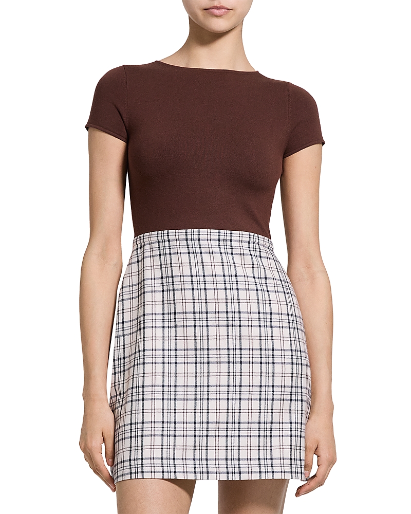 Theory Short Sleeve A Line Wool Dress