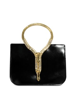 Zipper Decor Mini Patent Leather Top Handle Bag