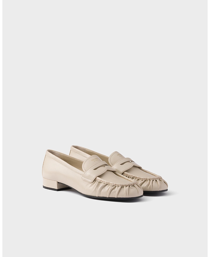 Prada Women's Leather Loafers In Ivory