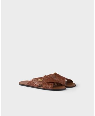  Women's Leather Crisscross Slides