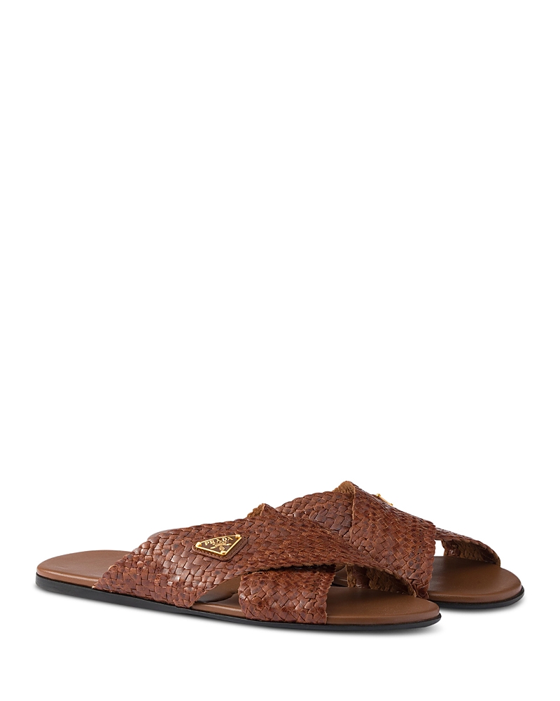 Prada Women's Leather Crisscross Slides