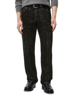 Danny Straight Fit Flocked Check Cotton Jeans in Black IP Check