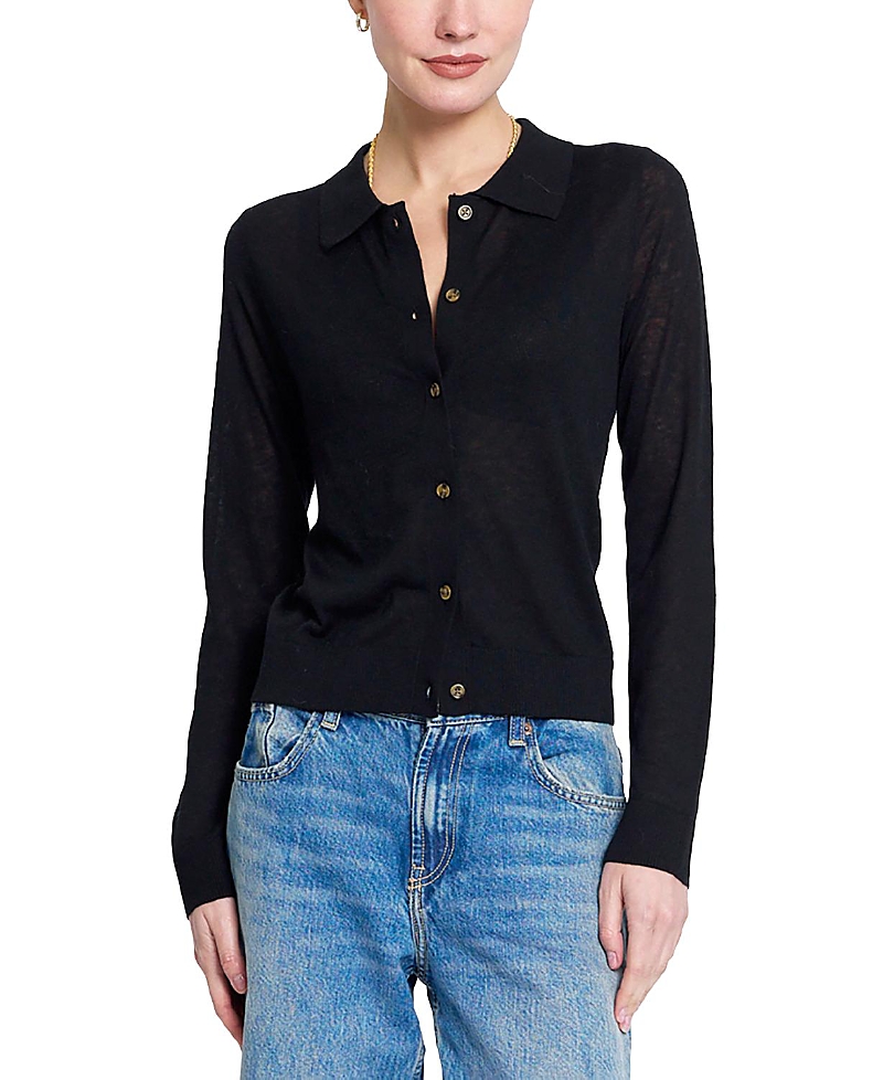 Central Park West Women's Sienna Sheer Isla Button Up Collared Sweater