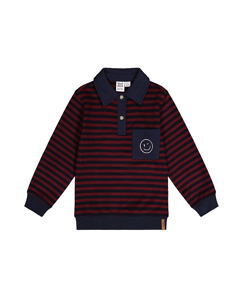 Deux par Deux Boys' Brushed Jersey Polo Collar Smiley Pocket Top - Little Kid, Big Kid