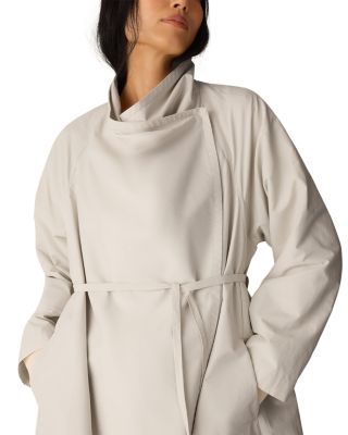Draped High Collar Mid Length Coat - thumbnail 4