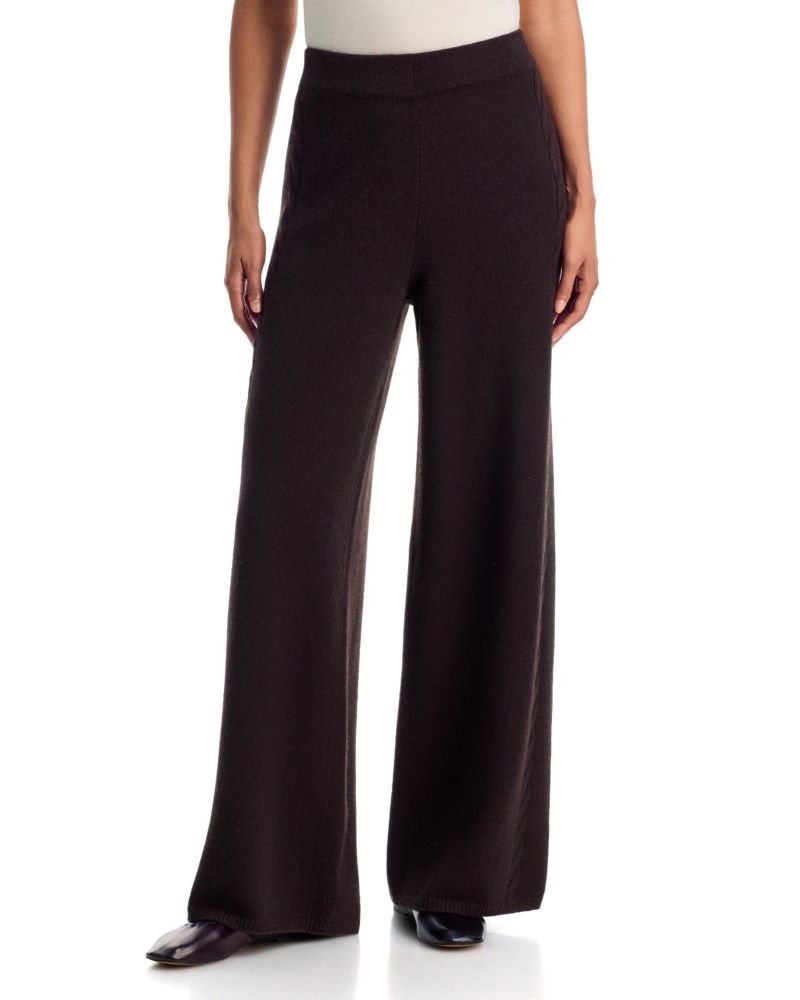 Lisa Yang Olanda Cashmere Wide Leg Pants in Dark Oak