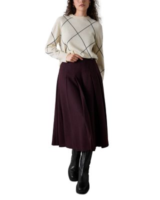 Pleated Kilt Midi Skirt