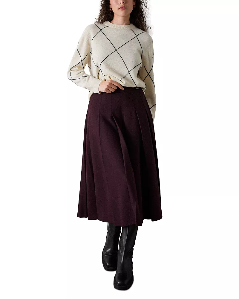 Whistles Pleated Kilt Midi Skirt