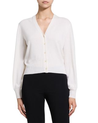 Blouson Sleeve Cashmere Cardigan Sweater