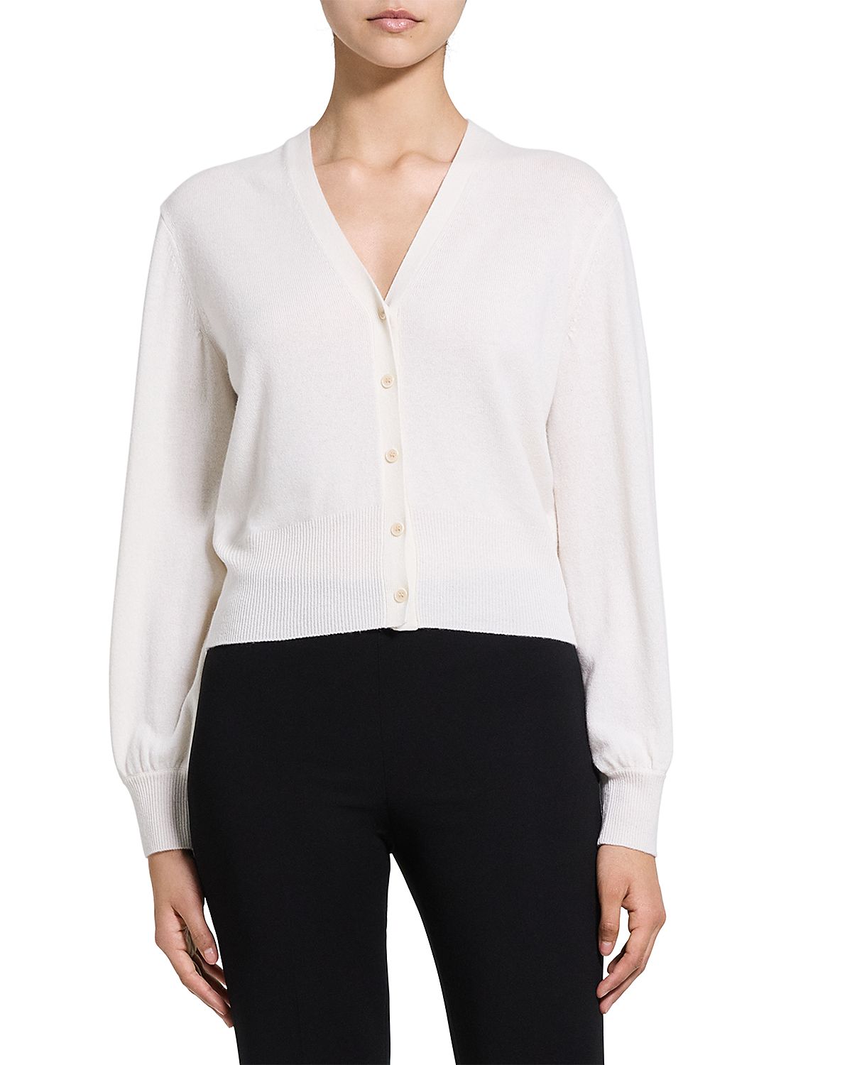 Theory Blouson Sleeve Cashmere Cardigan Sweater