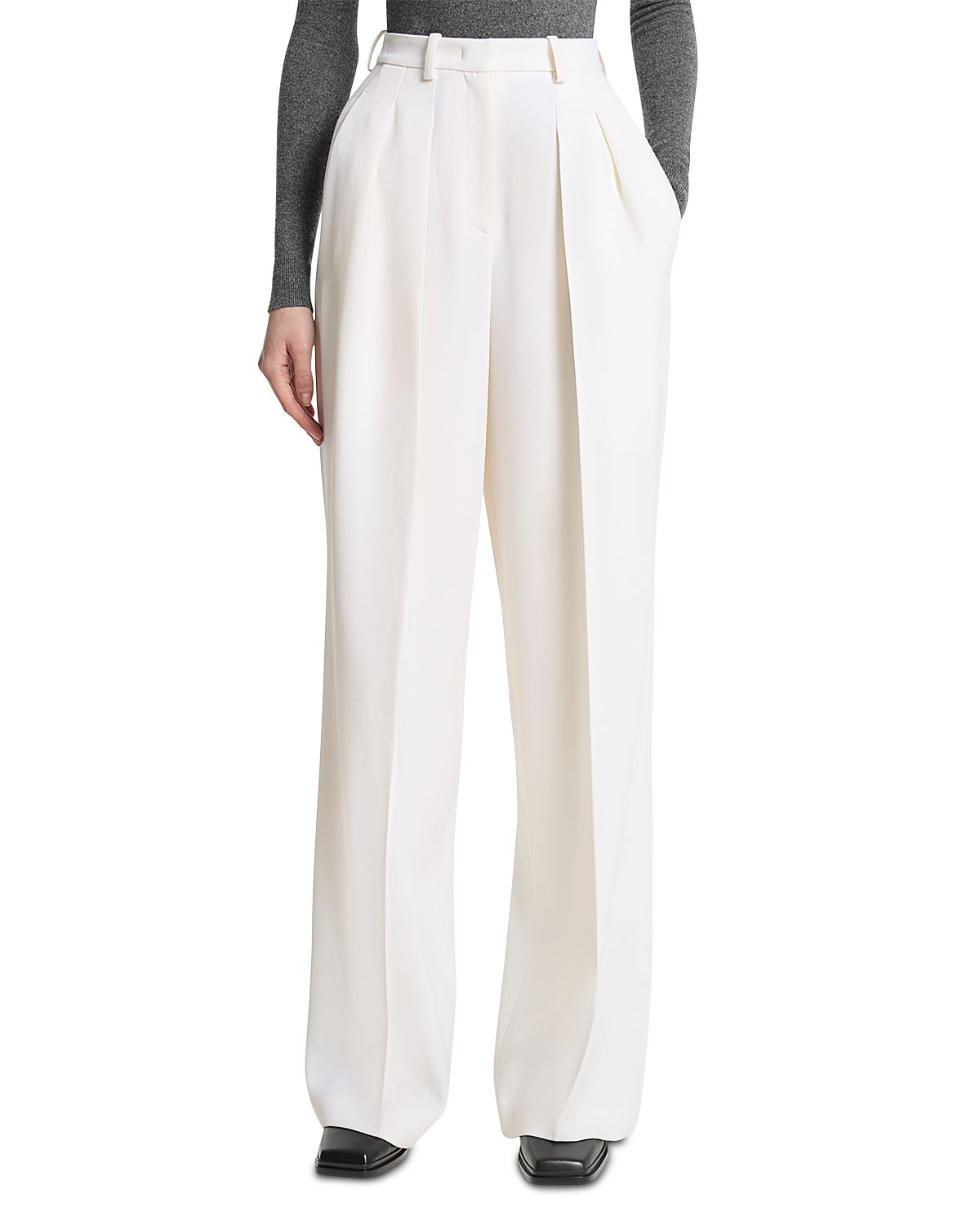 Michael Kors Collection Wool High Waisted Pleated Slouch Pants