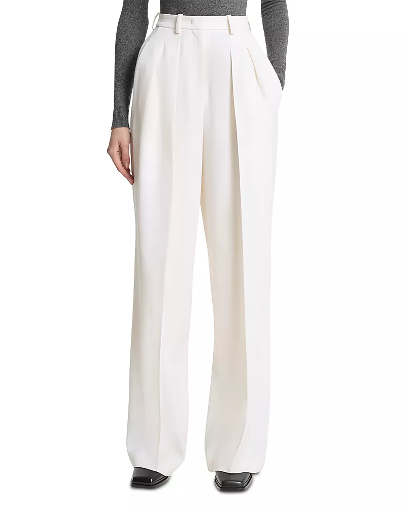 Michael Kors Collection Wool High Waisted Pleated Slouch Pants