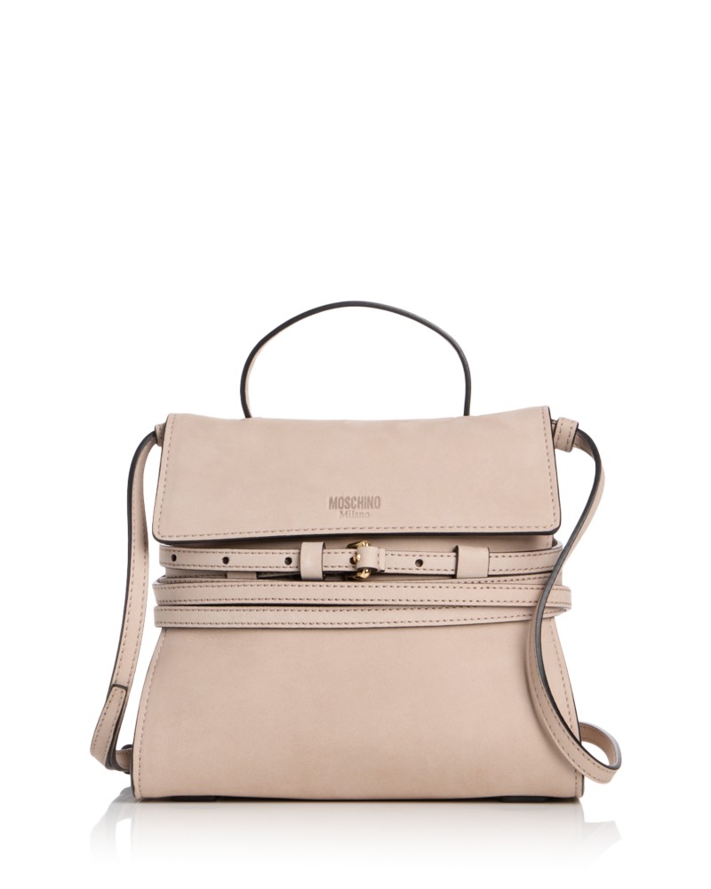 Moschino Tie Me Leather Shoulder Bag in Dove