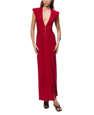  Draped Zip-Detail Maxi Dress