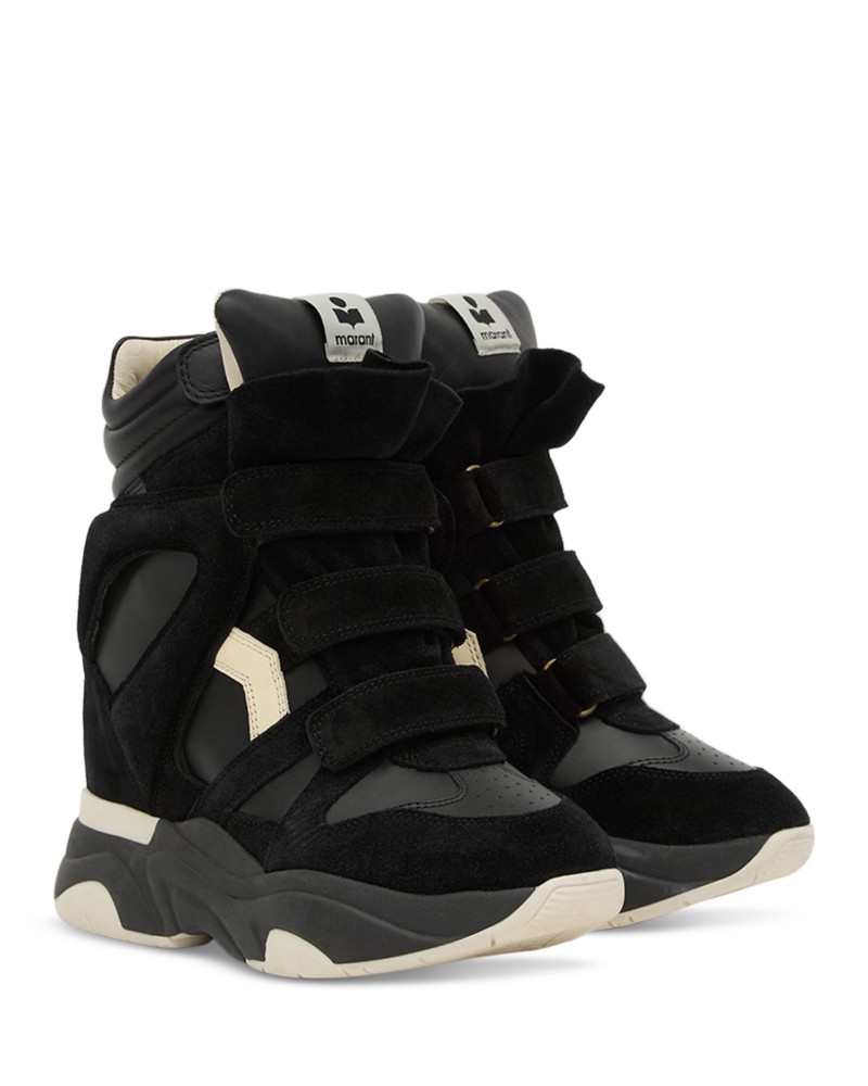 Isabel Marant Women's Balskee High Top Leather Wedge Sneakers in Black