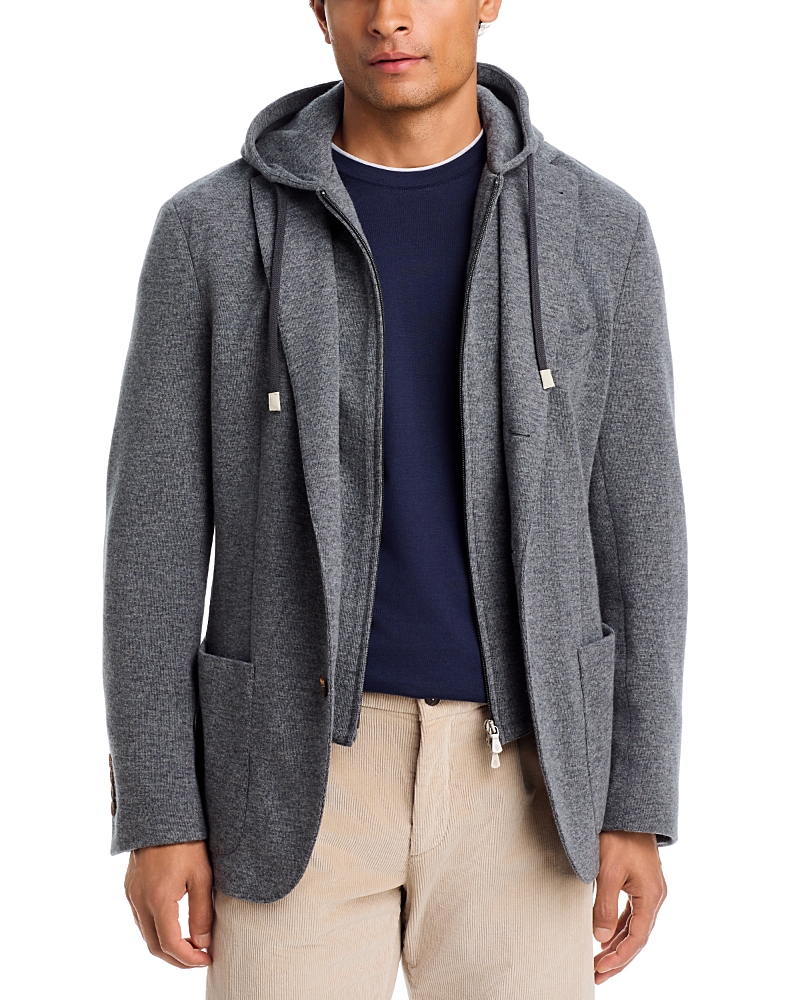 Eleventy Hooded Single Breasted Jacket